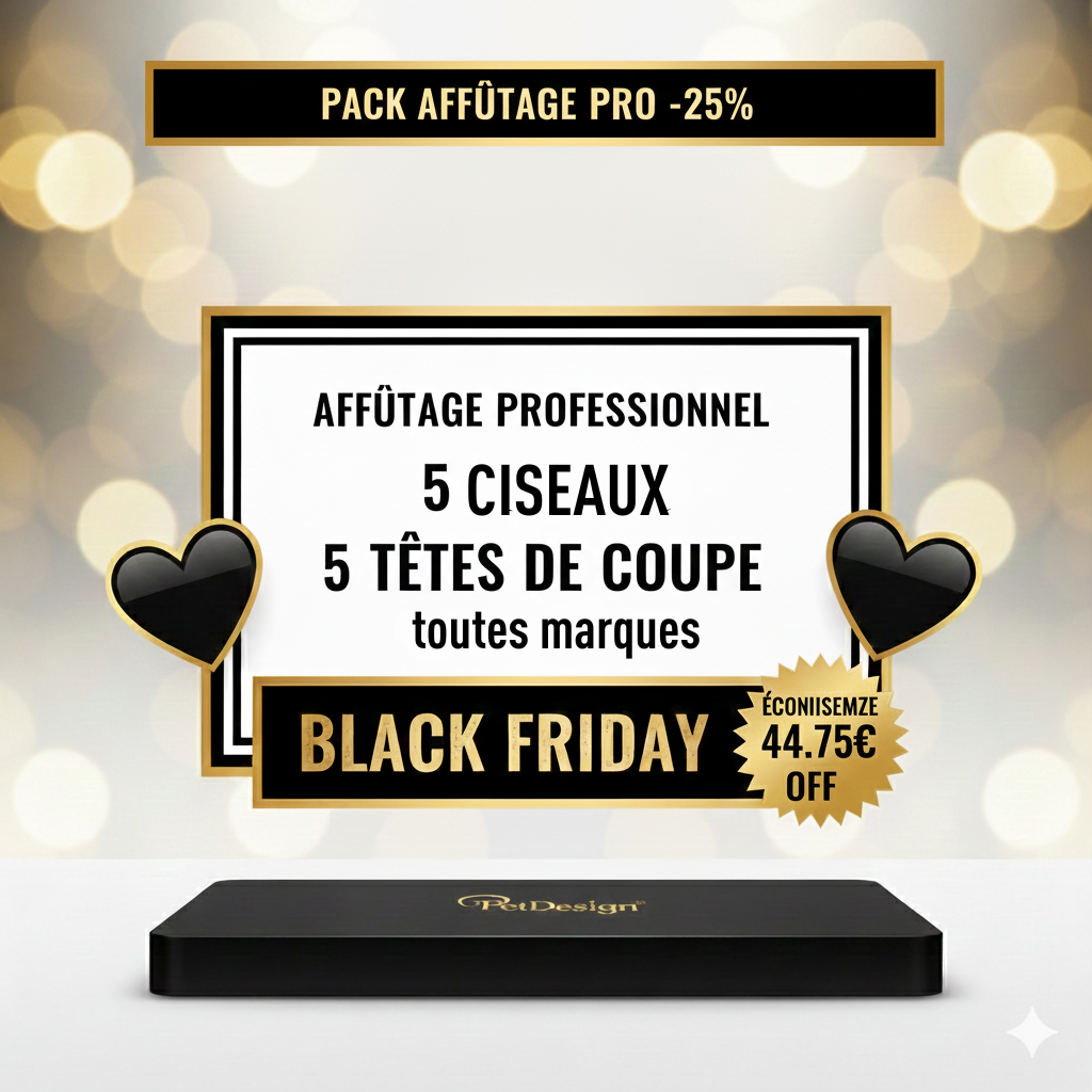 -25% AFFÛTAGE PRO (5 Ciseaux + 5 Têtes de Coupe) 🖤 BLACK FRIDAY 🖤