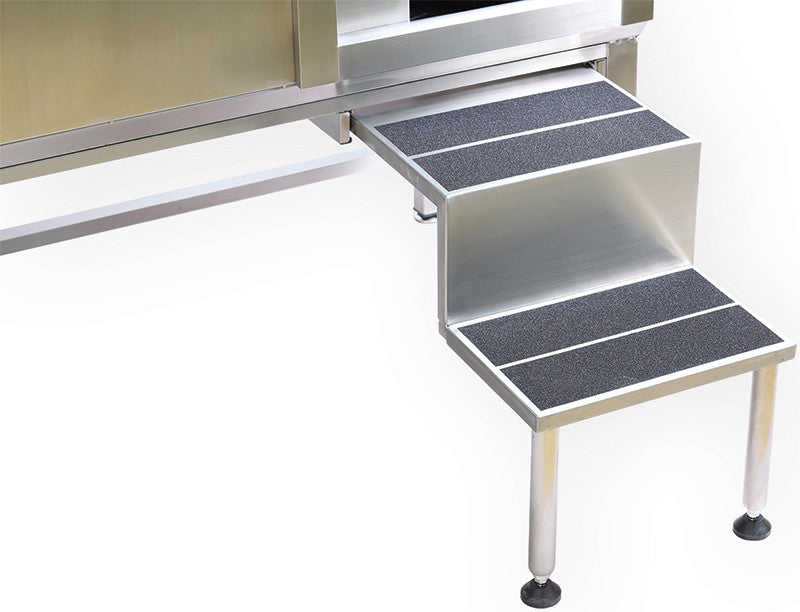 Baignoire inox de toilettage Phoenix Universal : réhausseur et marches