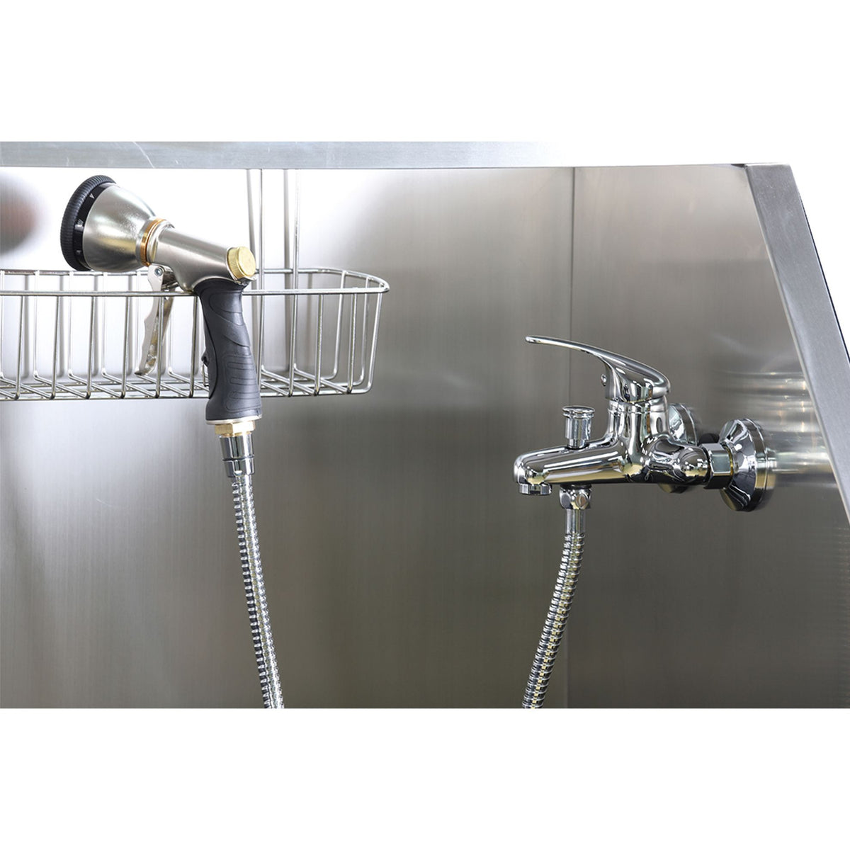 Baignoire inox de toilettage Phoenix Universal : robinet mitigeur et douchette