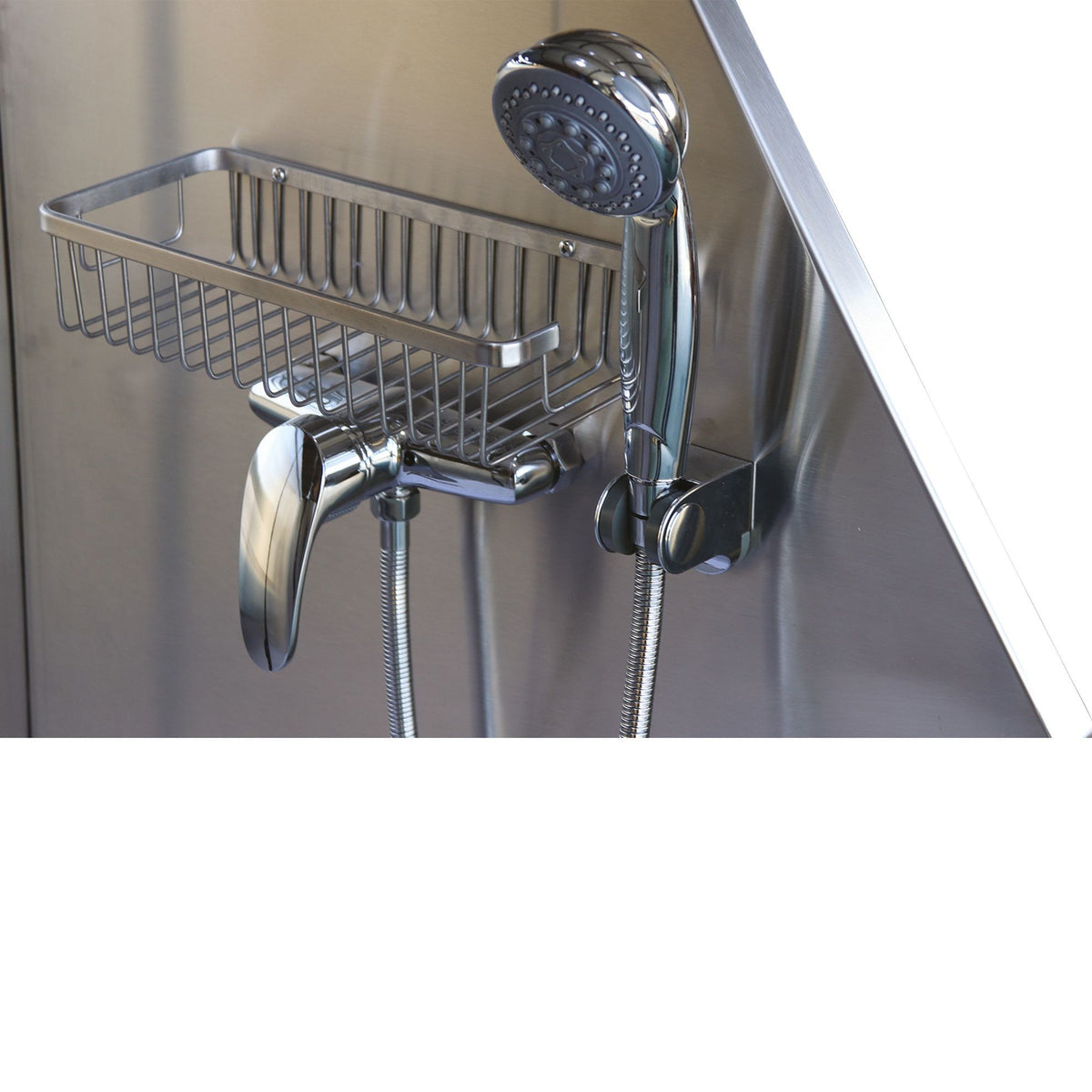 Baignoire inox électrique Phoenix Universal : robinet mitigeur et douchette