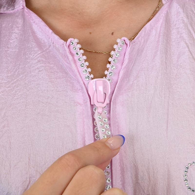 Blouse de toilettage Aleria rose anti-poils à fermeture éclair photo 2