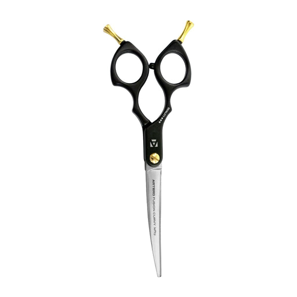 Ciseaux courbes Artero Fusion Curvy gaucher : ciseaux noirs fermés vue verticale