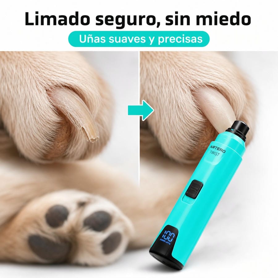 Lime à griffes électrique Artero Twist : infographie limage sans crainte sur la patte