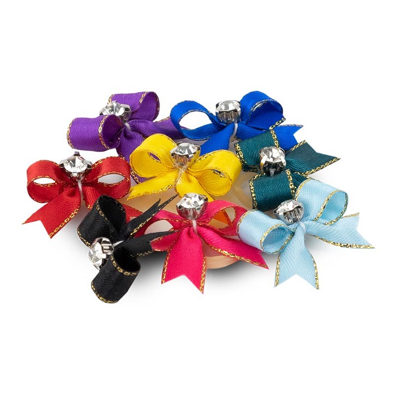 Mini nœuds Ibáñez à élastique avec strass 2,5 x 1 cm