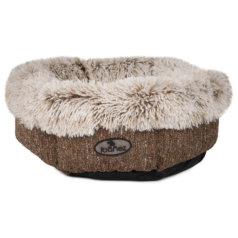 Panier donut Zen brun chiné pour chien et chat