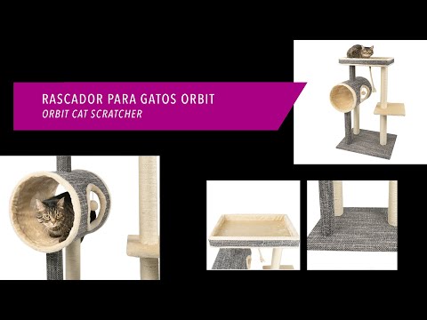 Vidéo de présentation Arbre à chat Ibáñez Orbit 2 niveaux avec tunnel 104 cm
