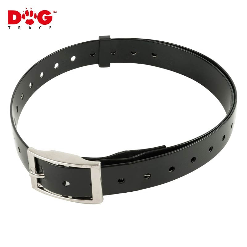 Sangle de collier en polyuréthane DogTrace noire 2,5 x 70 cm