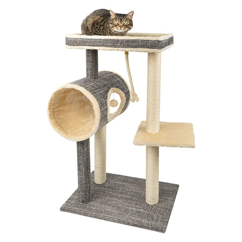 Arbre à chat Ibáñez Orbit 2 niveaux avec tunnel 104 cm