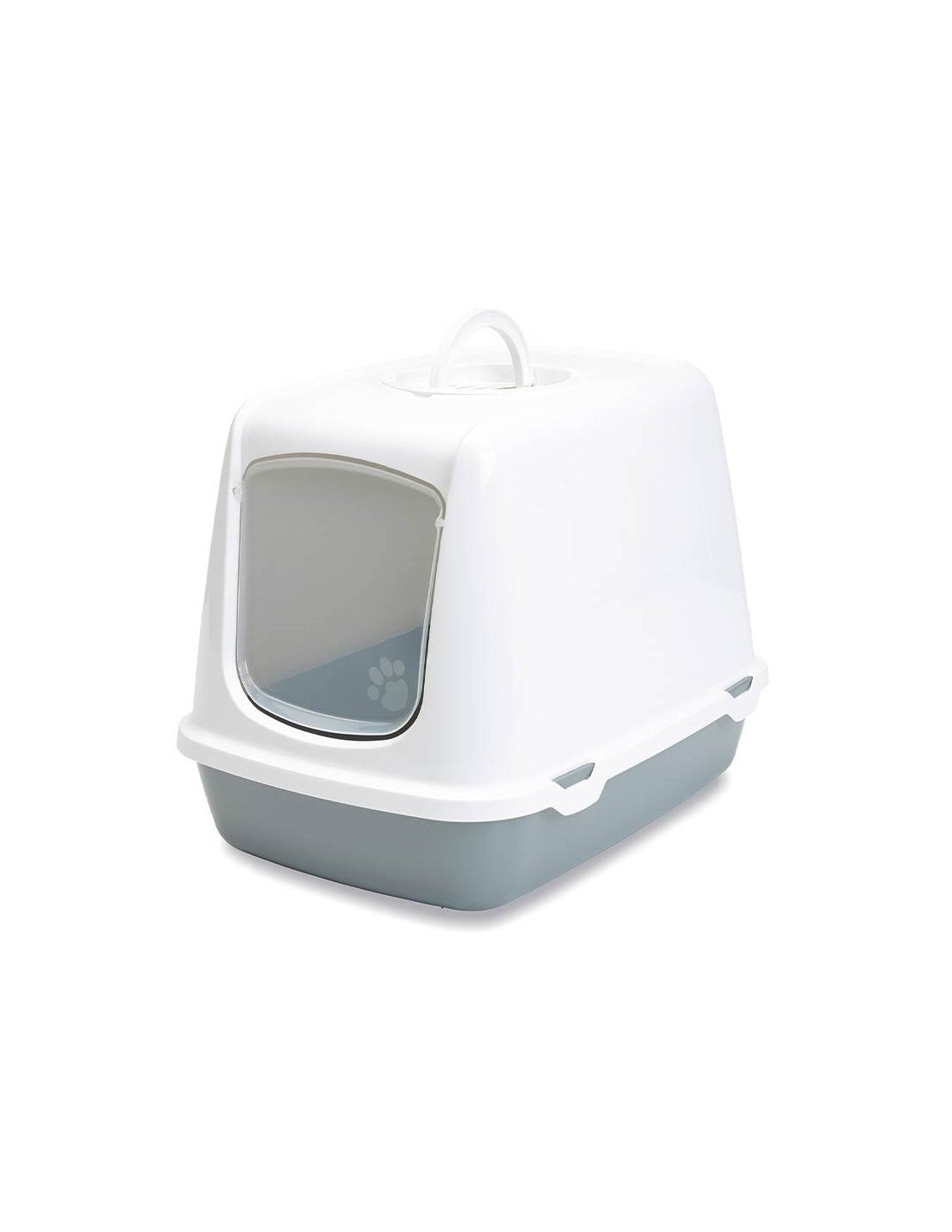 Maison de toilette pour chat Oscar gris et blanc