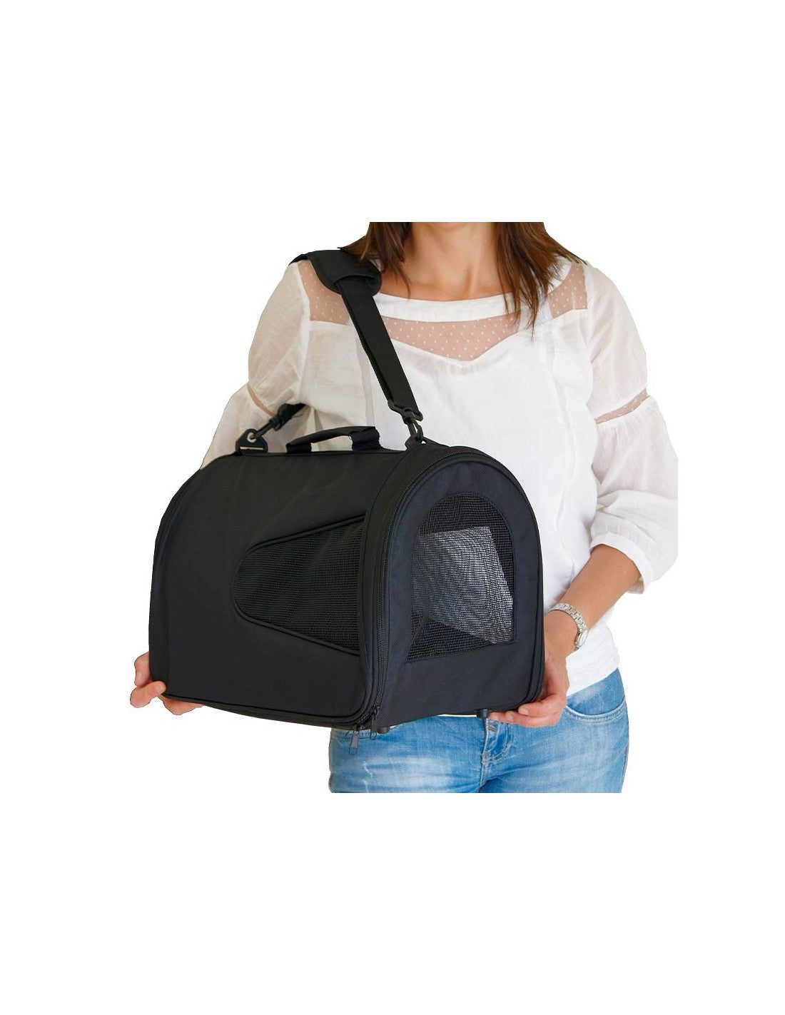 Sac de Transport Aéré et Confortable Noir pour Chien et Chat – photo 2