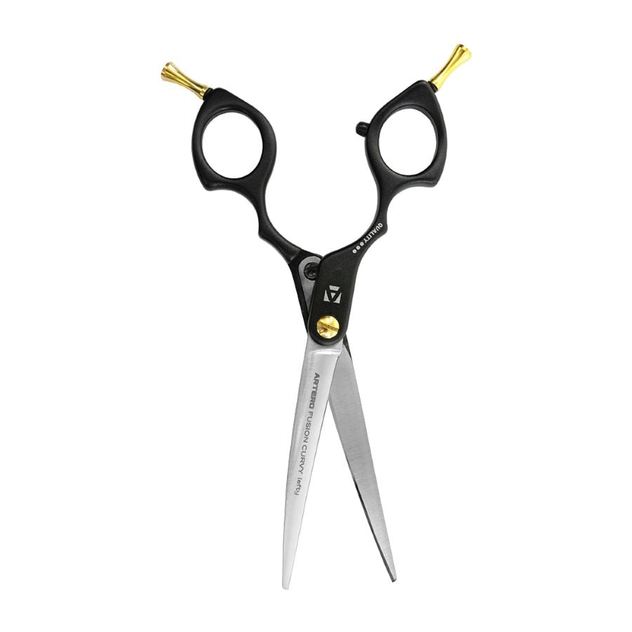 Ciseaux courbes Artero Fusion Curvy gaucher : ciseaux noirs vue verticale