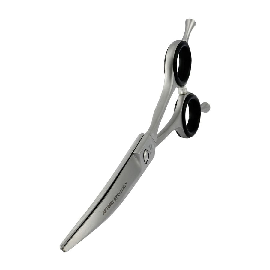 Ciseaux courbes microdentés Artero Satin Curvy : vue de trois-quarts de la courbure