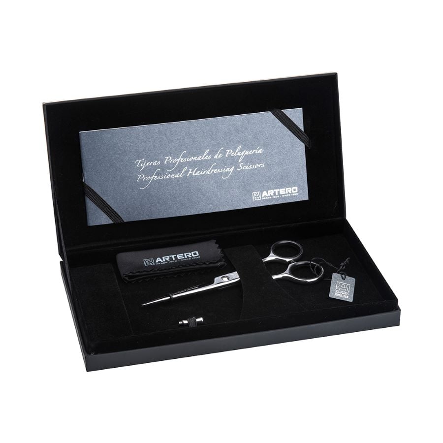 Ciseaux droits microdentés Artero Queen : coffret noir de présentation