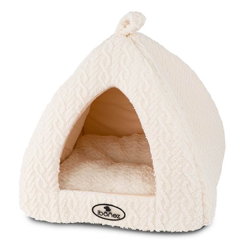 Igloo Artic Ibáñez pour chat et petit chien, crème 40 x 40 x 35 cm