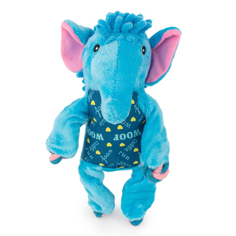 Peluche Ibáñez éléphant bleu ou lion rose avec nœuds de corde