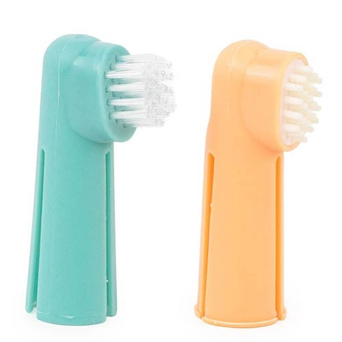 Packs de 2 Doigtiers Brosse à dents pour chien - avec embout