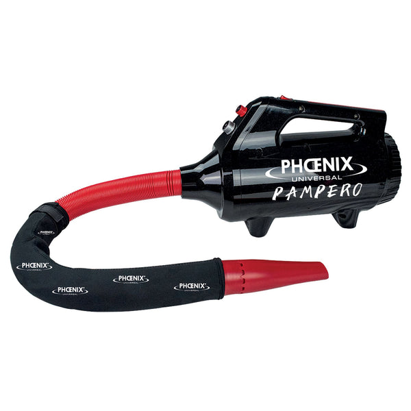 Pulseur séchoir Pampero portable : pulseur noir avec flexible rouge