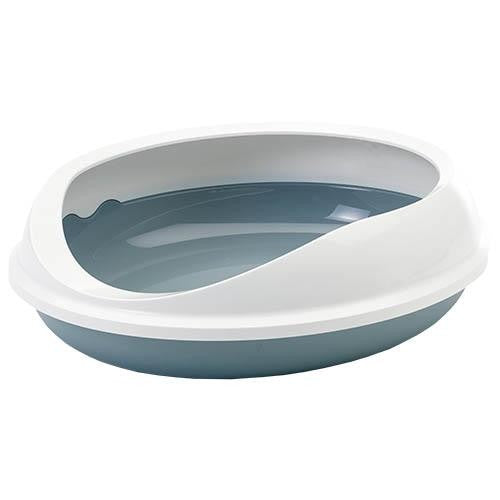 Figaro Oval Chat Litter Tray Avec Rim Blanc/Grey - Petdesign.fr Setter Bakio S.L. 100% CHATS pour chien en France, produit de haute qualité