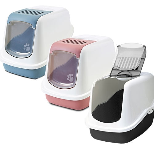 NESTOR CAT WC AVEC PORTE Rabattable ET FILTRE / BLEU CLAIR - Petdesign.fr Setter Bakio S.L. Produits Iba pour chien en France, produit de haute qualité